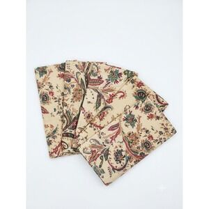 Vintage Chaps Home Ralph Lauren Paisley Cloth Napkins Set of 5 Tan Red 18'